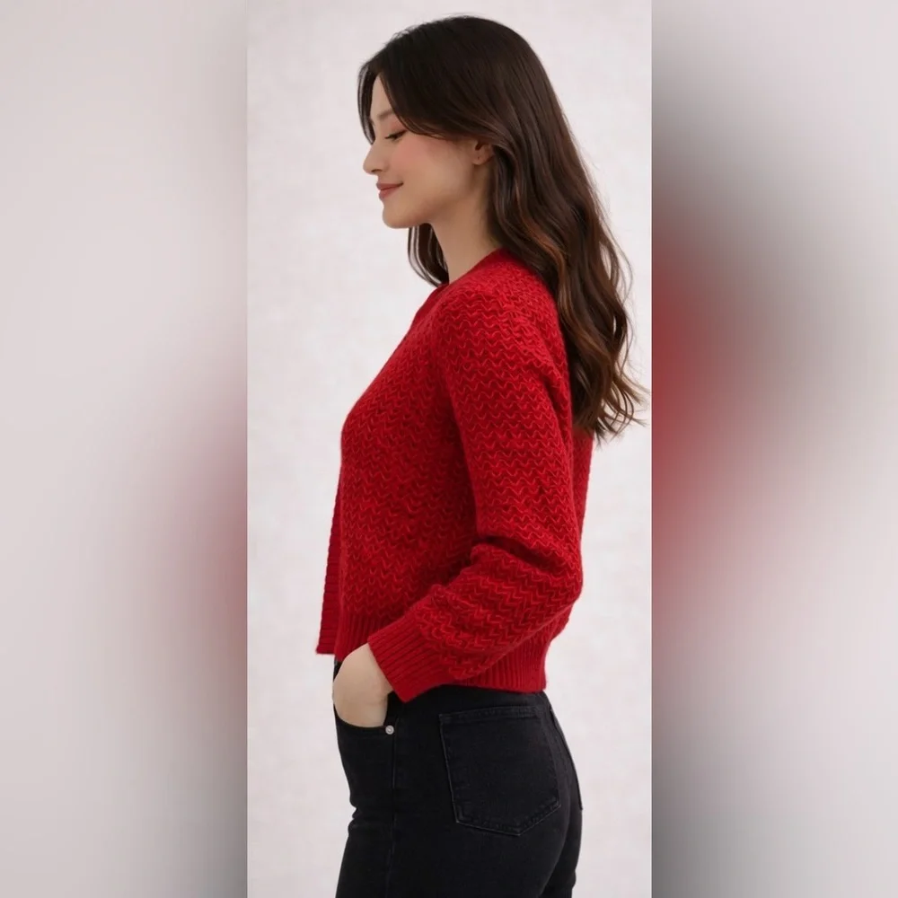 Banana Republic Red Knit Open-Front Cardigan - Picture 2 of 3